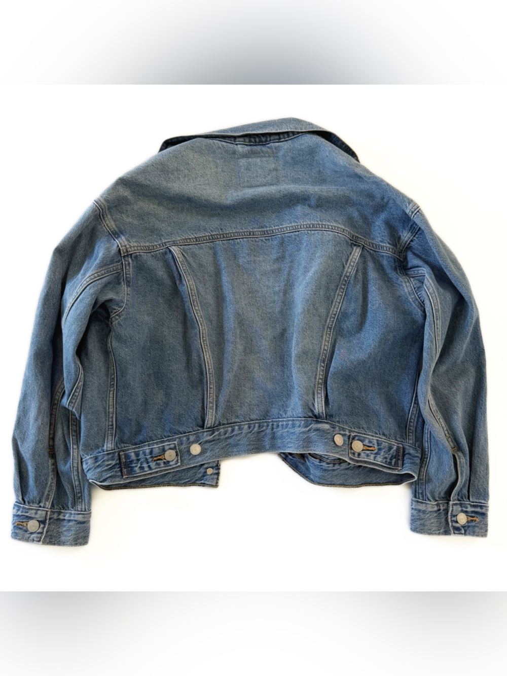 Levi’s Premium Jacket Womens Small 90s Trucker Oversized Soft Denim - Picture 10 of 11